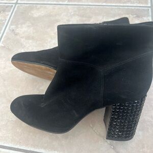Michael Kors Black Suede Ankle Boots with Studded Heel